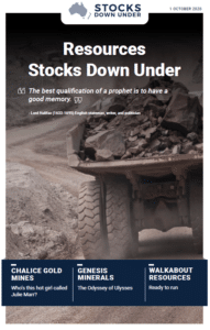 Resource Stocks Down Under 1 October 2020: Chalice Gold Mines, Genesis Minerals, Walkabout Resources 1