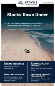 Stocks Down Under 10 September 2020: Mineral Resources, Alliance Aviation Services, Amaysim Australia, Carindale Property Trust Update 2