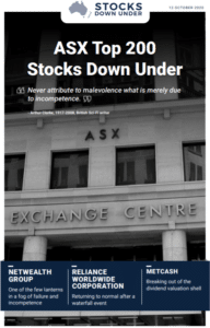 ASX Top 200 Stocks Down Under 12 October 2020: Netwealth Group, Reliance Worldwide Corporation, Metcash 2
