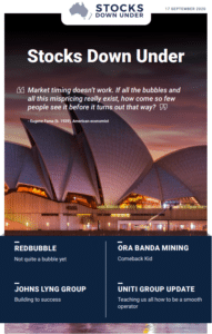 Stocks Down Under 17 September 2020: Redbubble, Johns Lyng Group, Ora Banda Mining, Uniti Group Update 2