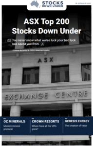 ASX Top 200 Stocks Down Under 19 October 2020: OZ Minerals, Crown Resorts, Genesis Energy 1