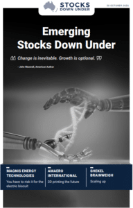 Emerging Stocks Down Under 20 October 2020: Magnis Energy Technologies, Amaero International, Shekel Brainweigh 2
