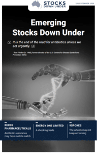 Emerging Stocks Down Under 29 September 2020: Recce Pharmaceuticals, Energy One, 9Spokes 2
