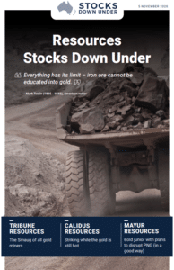 Resources Stocks Down Under: Tribune Resources, Calidus Resources, Mayur Resources