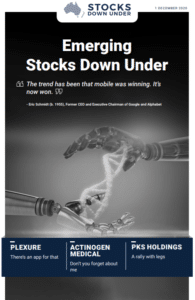 Emerging Stocks Down Under: Plexure, Actinogen Medical, PKS Holdings