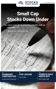 Small Cap Stocks Down Under: Harmoney Corporation, Viva Leisure, HomeCo Daily Needs REIT