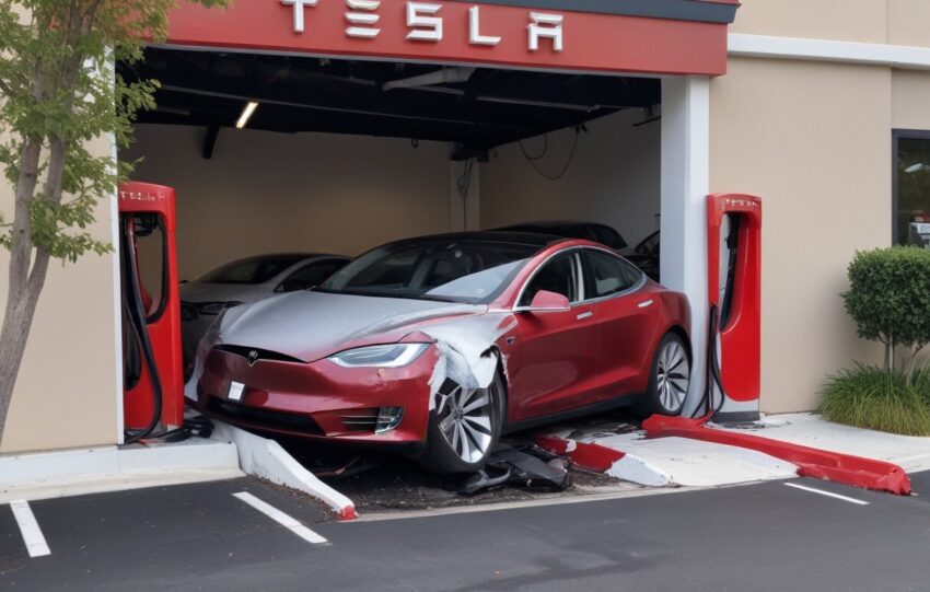 Crashed Tesla