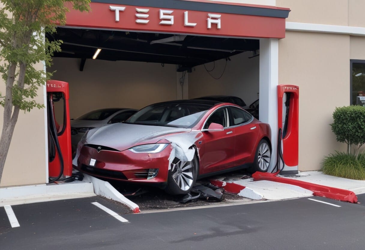 Crashed Tesla