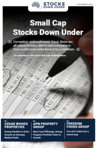 Small Cap Stocks Down Under : Cedar Woods Properties, APN Property Group, Freedom Foods Group