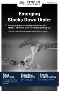 Emerging Stocks Down Under: First Graphene, Universal Biosensors, Adacel Technologies