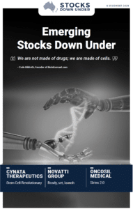 Emerging Stocks Down Under: Cynata Therapeutics, Novatti Group, Oncosil Medical