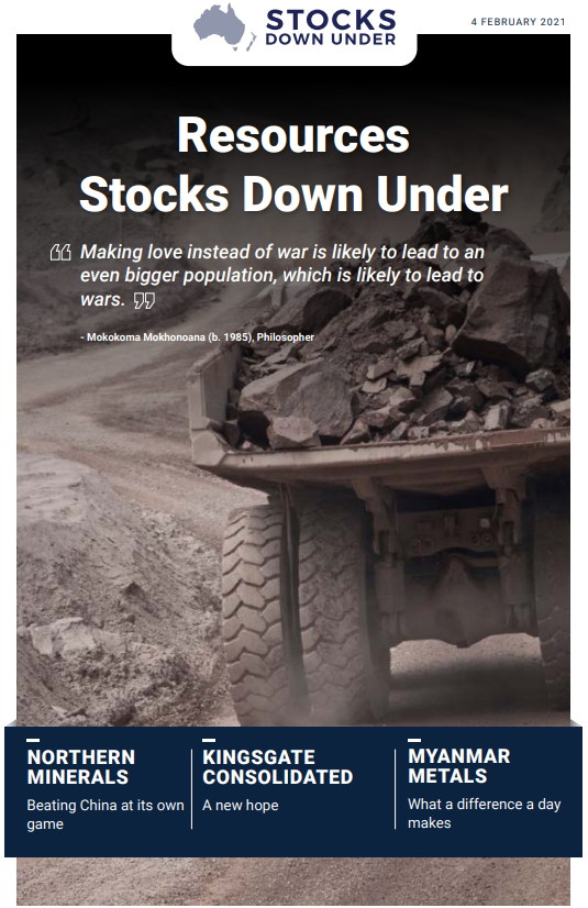 Resources Stocks Down Under: Northern Minerals, Kingsgate Consolidated, Myanmar Metals