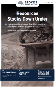 Resources Stocks Down Under: BCI Minerals, Ionic Rare Earths, New World Resources