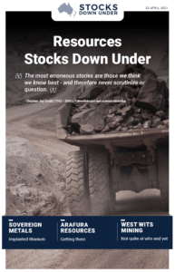 Resources Stocks Down Under: Sovereign Metals, Arafura Resources, West Wits Mining