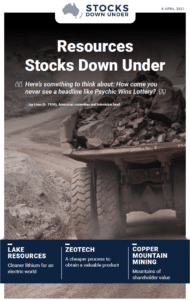 Resources Stocks Down Under: Lake Resources, Zeotech, Copper Mountain Mining