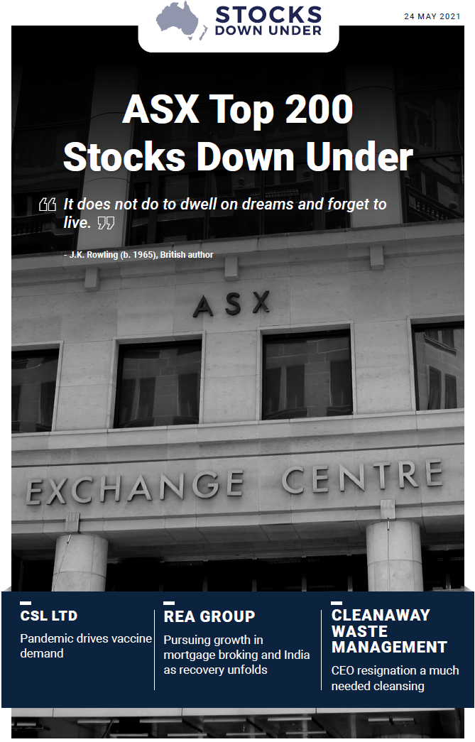 ASX Top 200 Stocks Down Under: CSL Ltd, REA Group, Cleanaway Waste Management