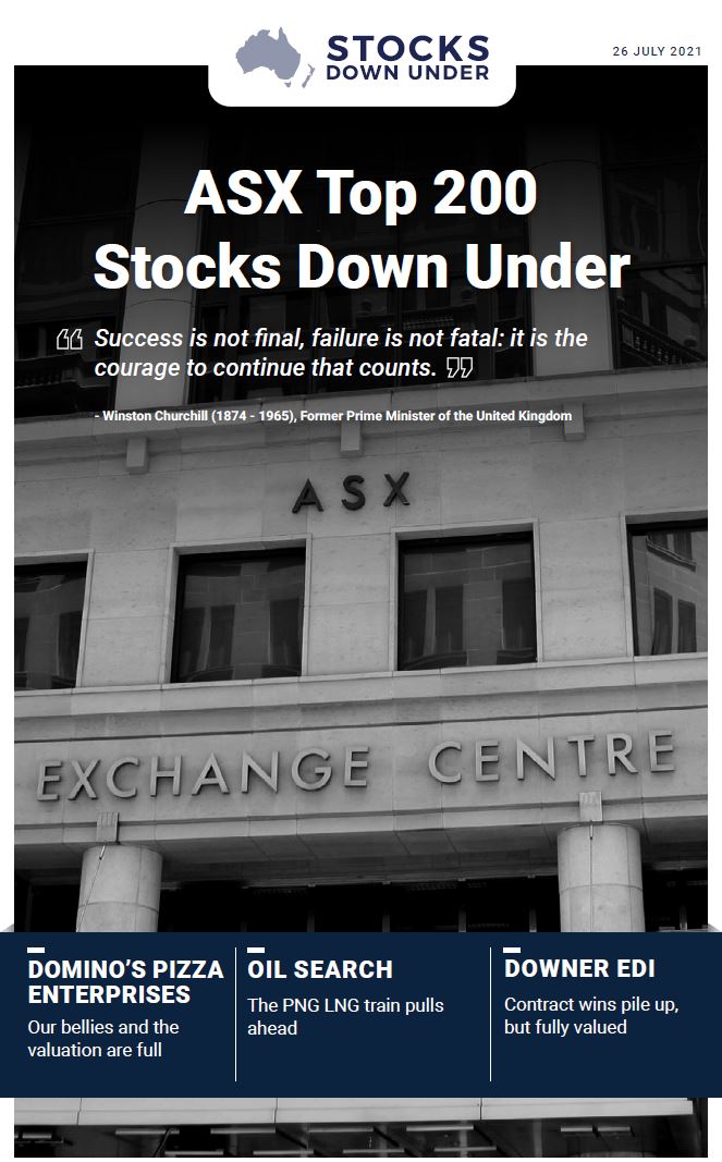 ASX Top 200 Stocks Down Under: Domino's Pizza Enterprises, Oil Search, Downer EDI