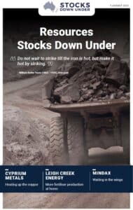 Resources Stocks Down Under: Cyprium Metals, Leigh Creek Energy, Mindax