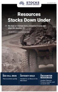 Resources Stocks Down Under: Red Hill Iron, Odyssey Gold, Encounter Resources