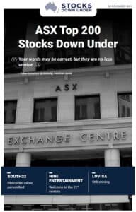 ASX Top 200 Stocks Down Under 21 November 2021: South32, Nine Entertainment, Lovisa 2