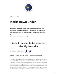 Stocks Down Under 18 December 2019 2
