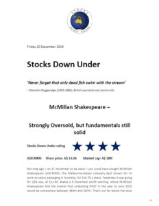 Stocks Down Under 20 December 2019 2